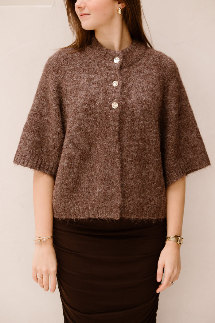 Benuta fluffy knit cardigan light brown - Bij Keesje - Neo Noir
