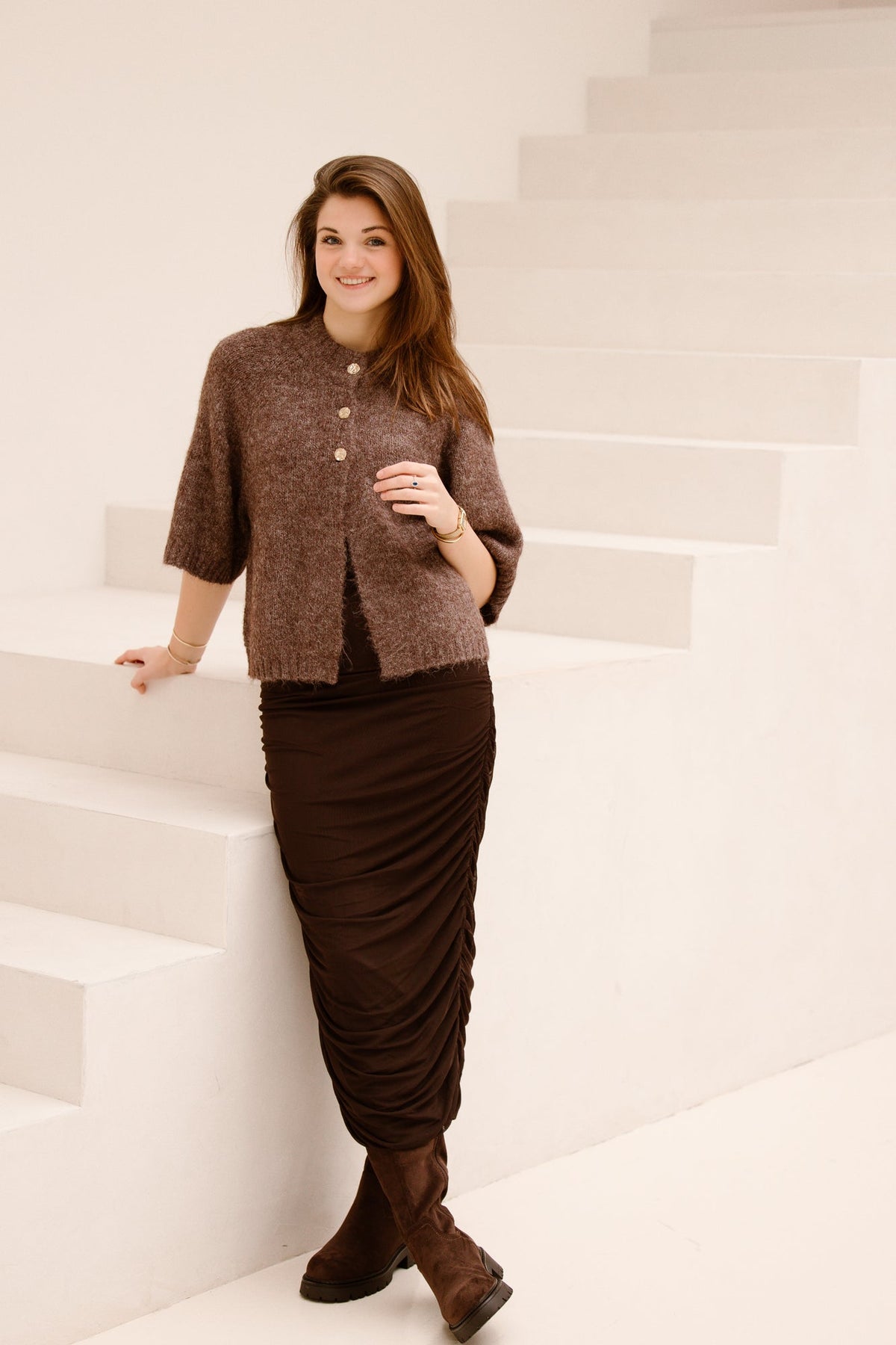 Benuta fluffy knit cardigan light brown - Bij Keesje - Neo Noir