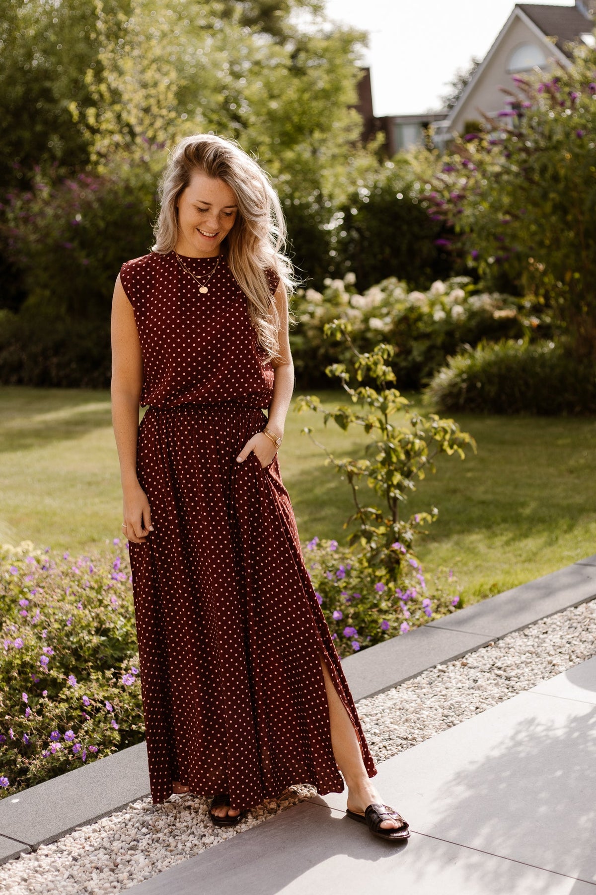 Berna rok dots bordeaux - Bij Keesje - Bij Keesje - Rok