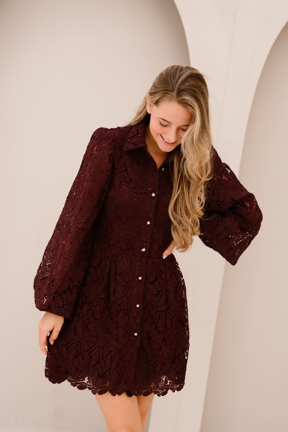 Bibine Dress Kant Plum - Bij Keesje - Bij Keesje - Jurk