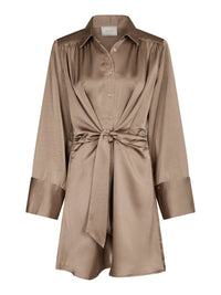 Biria Heavy Sateen Dress Dark Taupe - Bij Keesje - Neo Noir - Jurk