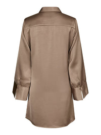 Biria Heavy Sateen Dress Dark Taupe - Bij Keesje - Neo Noir - Jurk