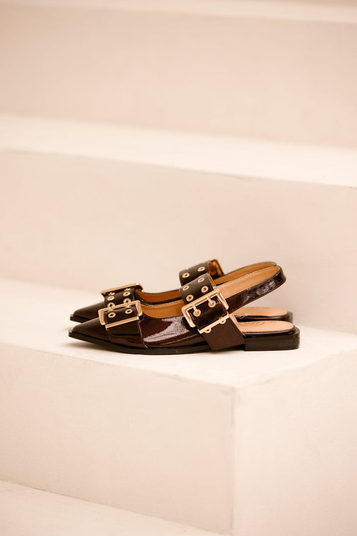 Birmingham slingback met gesp burgundy - Bij Keesje - Shoecolate - 