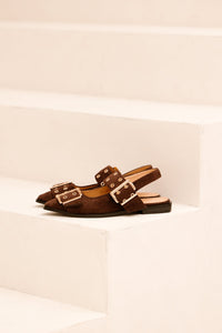 Birmingham slingback met gesp dk. brown - Bij Keesje - Shoecolate - 