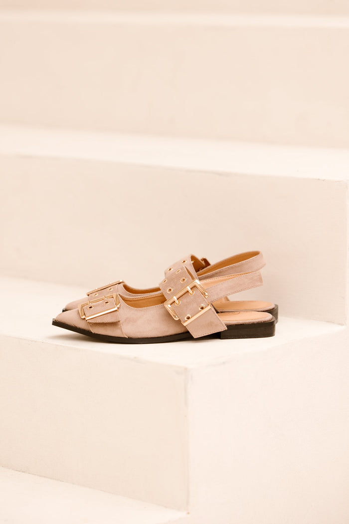 Birmingham slingback met gesp taupe suède - Bij Keesje - Shoecolate - 