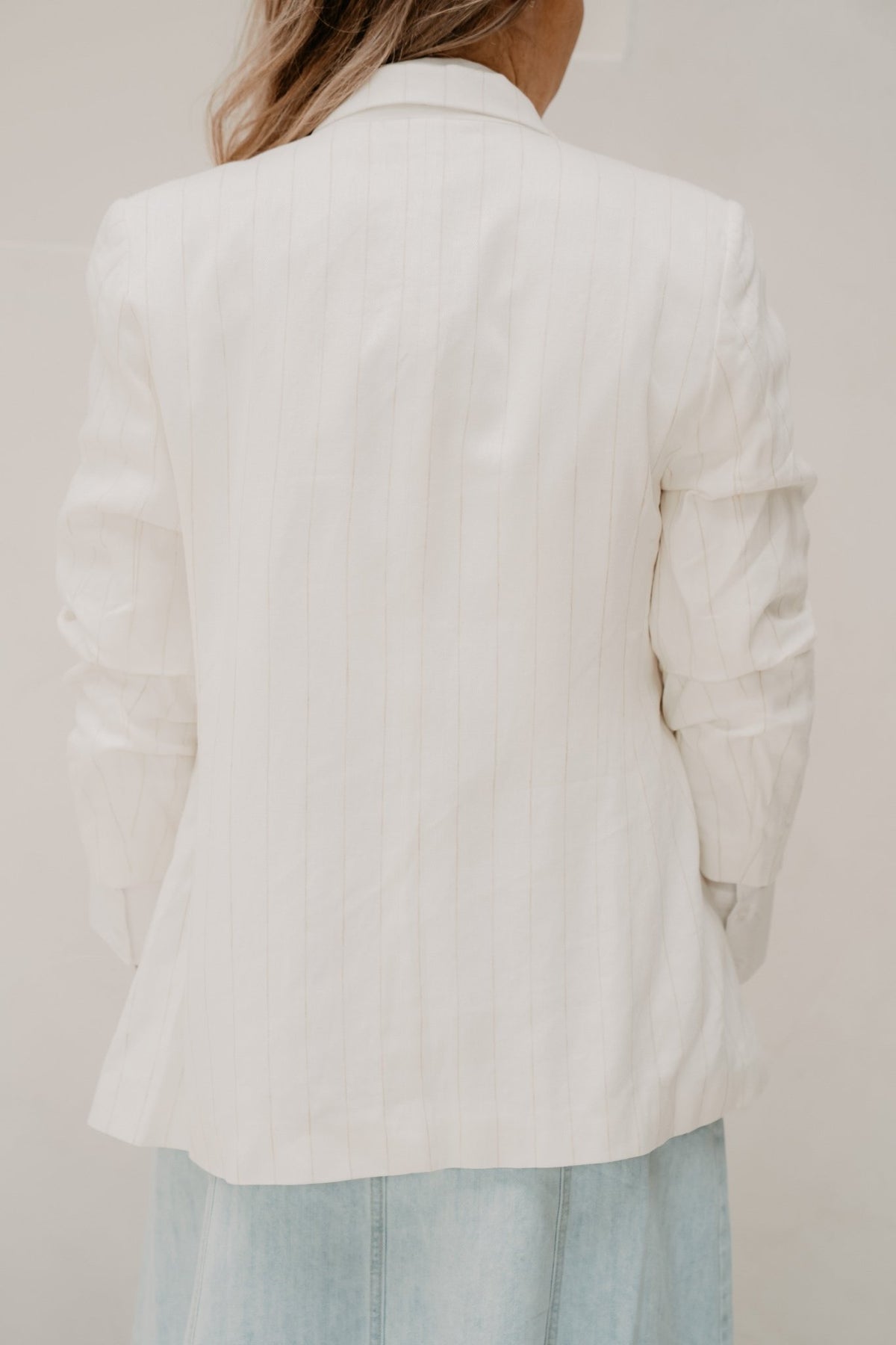 Blazer linnen striped off white - sand - Bij Keesje - Esqualo - Blazer