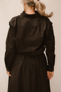Blouse cropped drawstring poplin Black F25.28533 - Bij Keesje - Esqualo