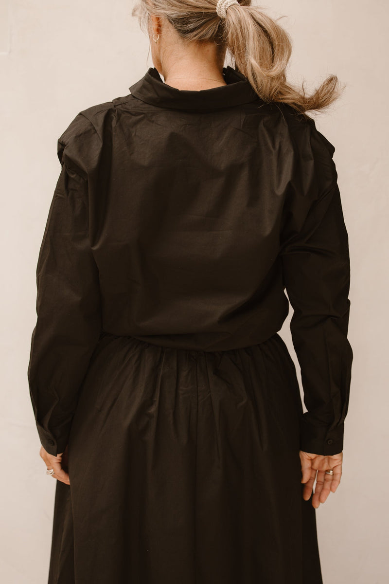 Blouse cropped drawstring poplin Black F25.28533 - Bij Keesje - Esqualo