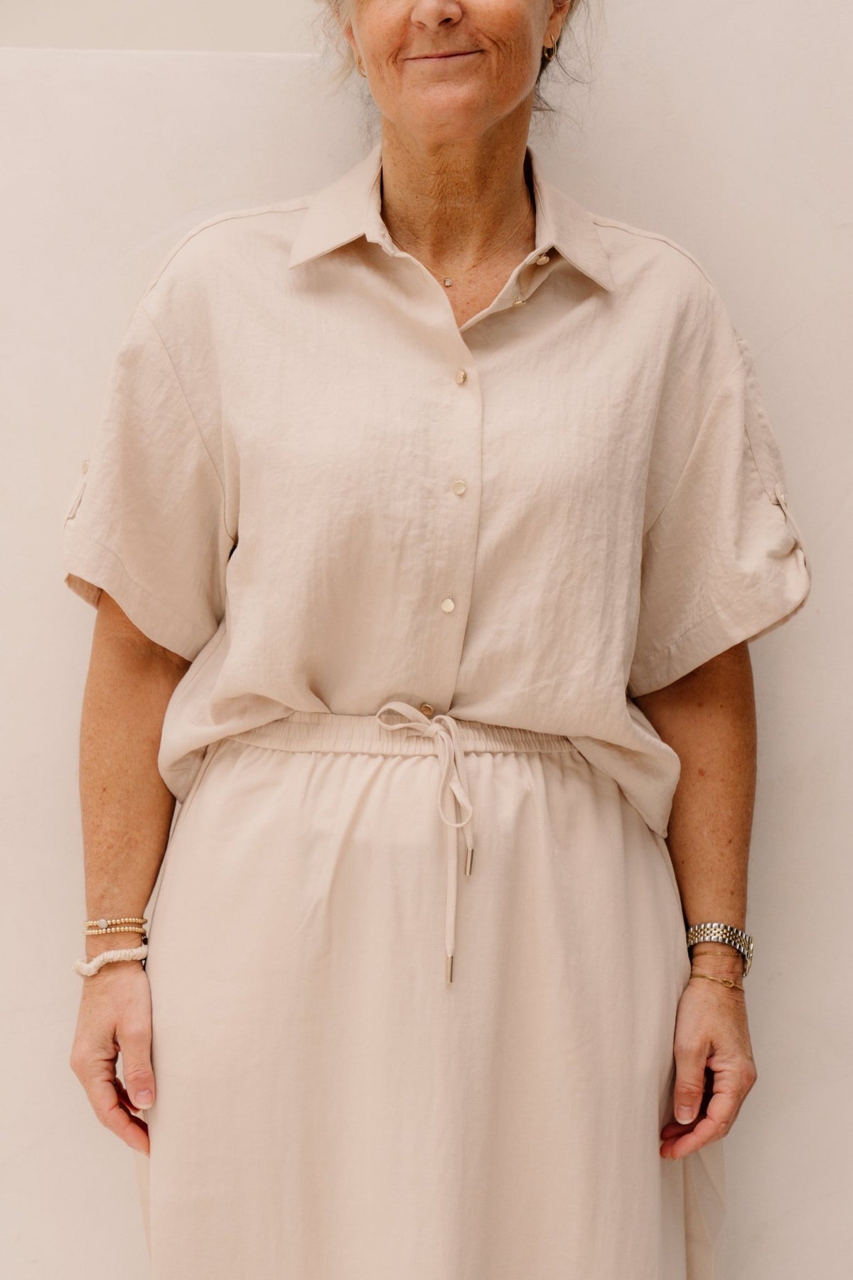 Blouse fine crinkle sand 10039 - Bij Keesje - Esqualo - blouse