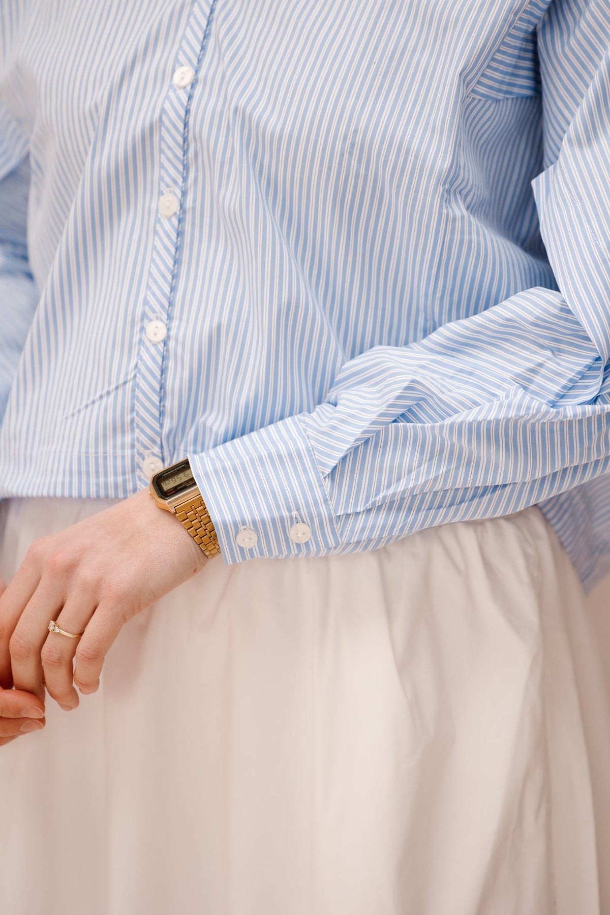 Blouse striped cropped batwing Blue/White 28002 - Bij Keesje - Esqualo - rok