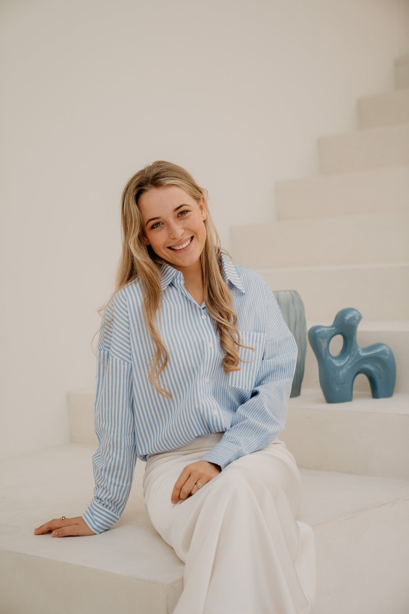 Blouse striped multi blue - white - Bij Keesje - Esqualo - Blouse