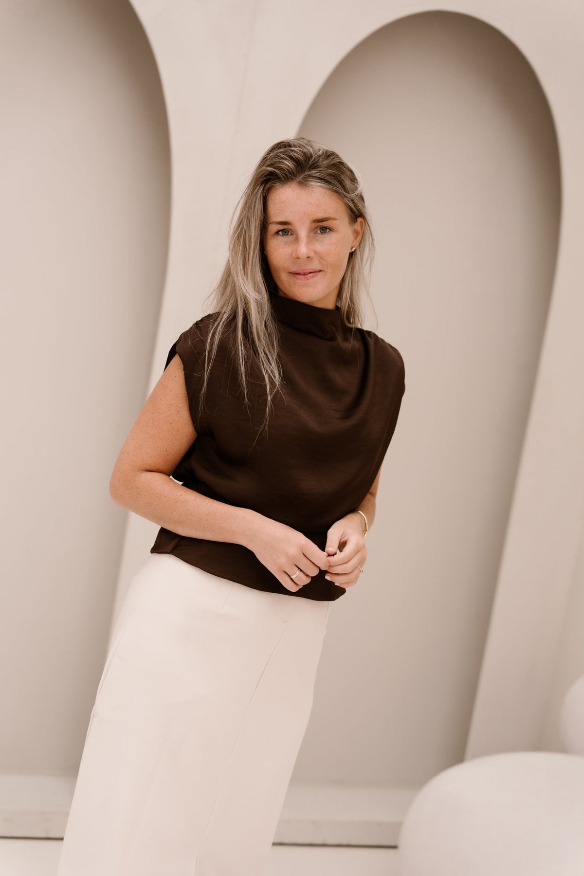Bobby Top Satin Look Brown - Bij Keesje - Bij Keesje - Top