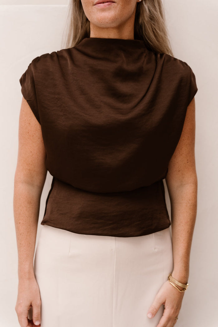 Bobby Top Satin Look Brown - Bij Keesje - Bij Keesje - Top