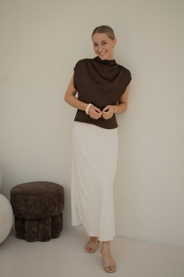 Bobby Top Satin Look Brown - Bij Keesje - Bij Keesje - Top