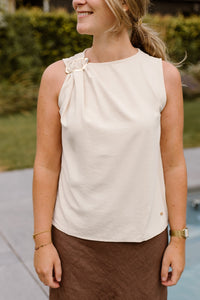 Bodil top detail beige - Bij Keesje - Bij Keesje - Top
