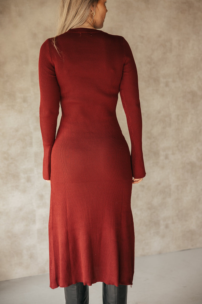 Bodycon dress bordeaux - Bij Keesje