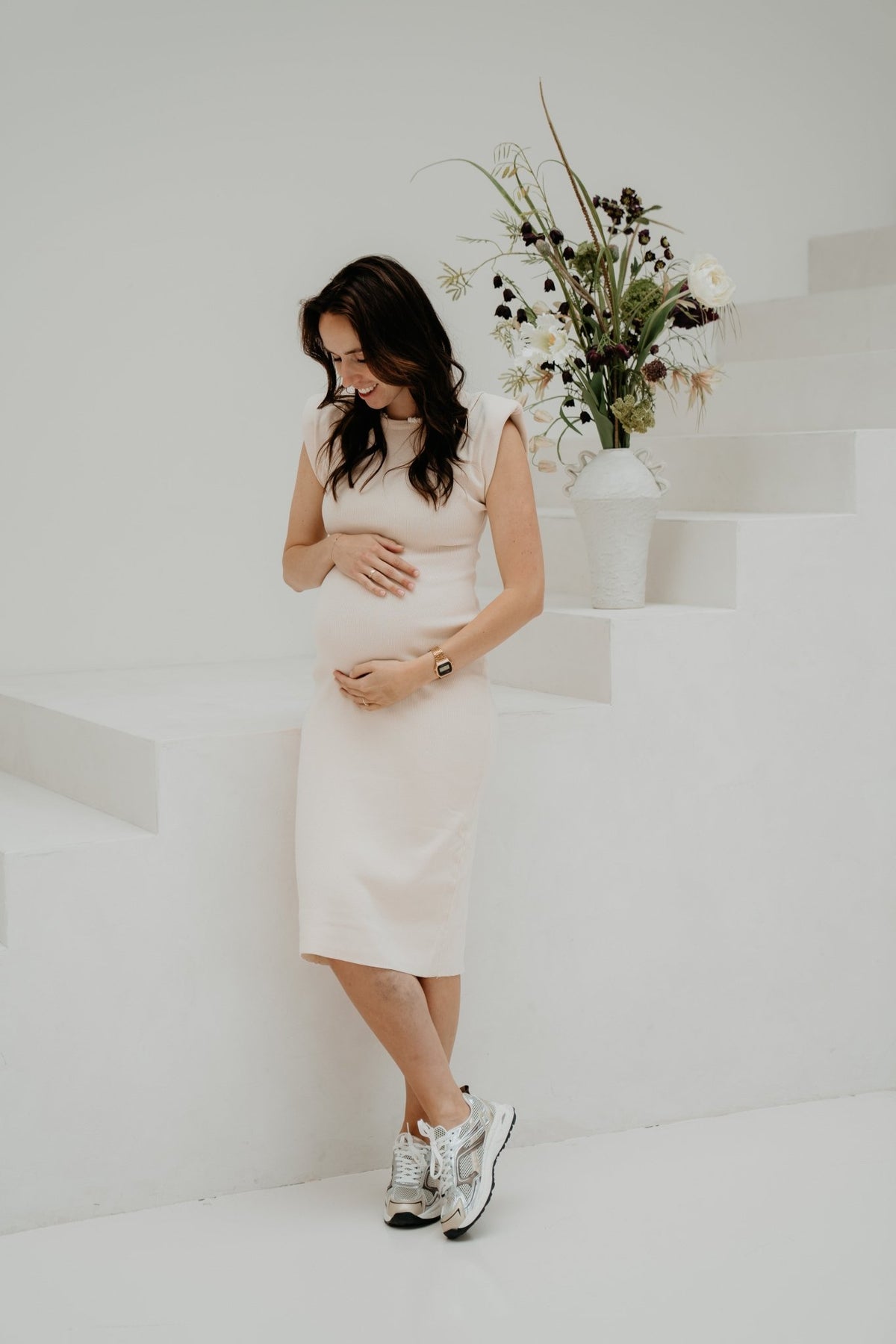Bodycon dress shoulder beige - Bij Keesje - Bij Keesje - Jurk