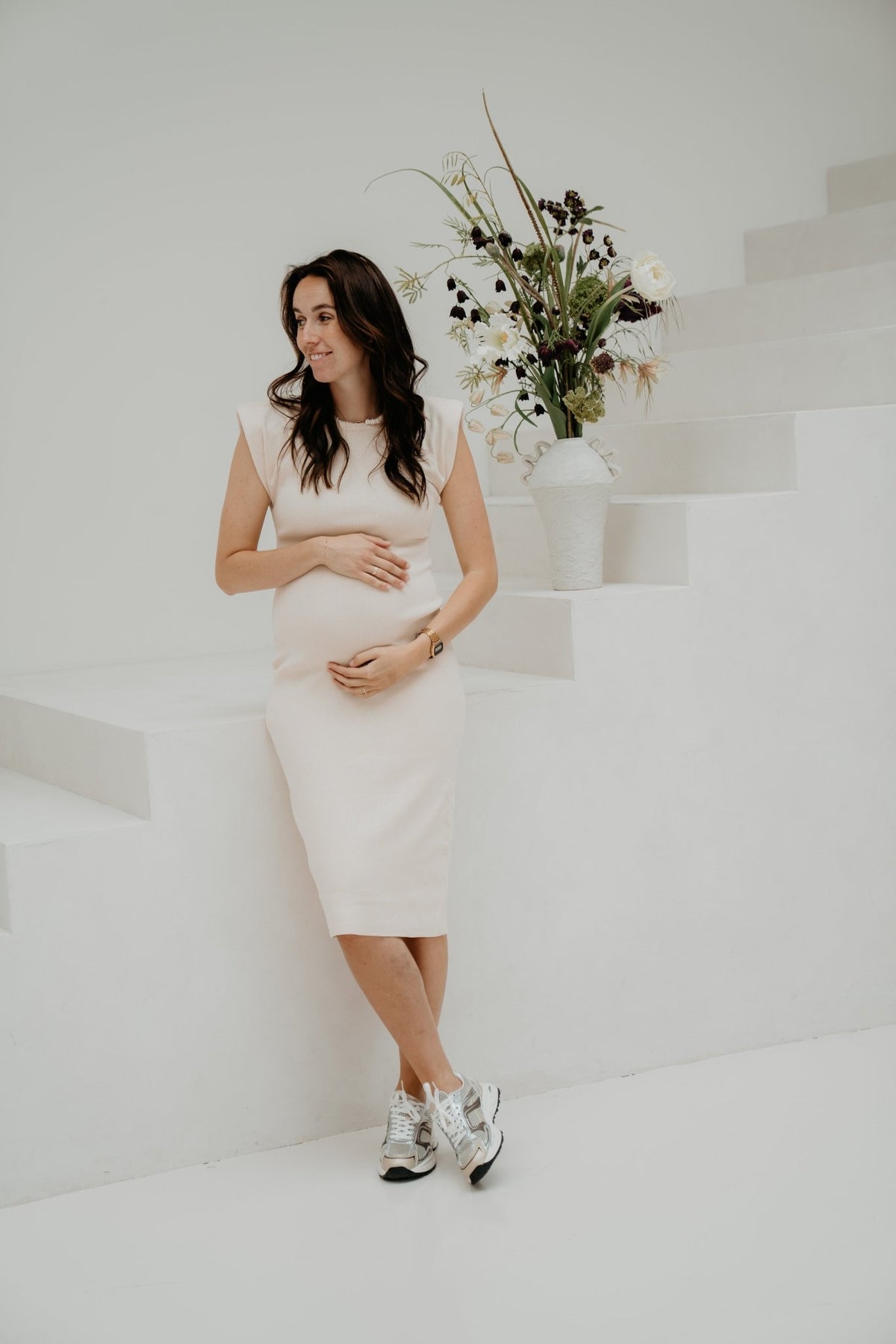 Bodycon dress shoulder beige - Bij Keesje - Bij Keesje - Jurk