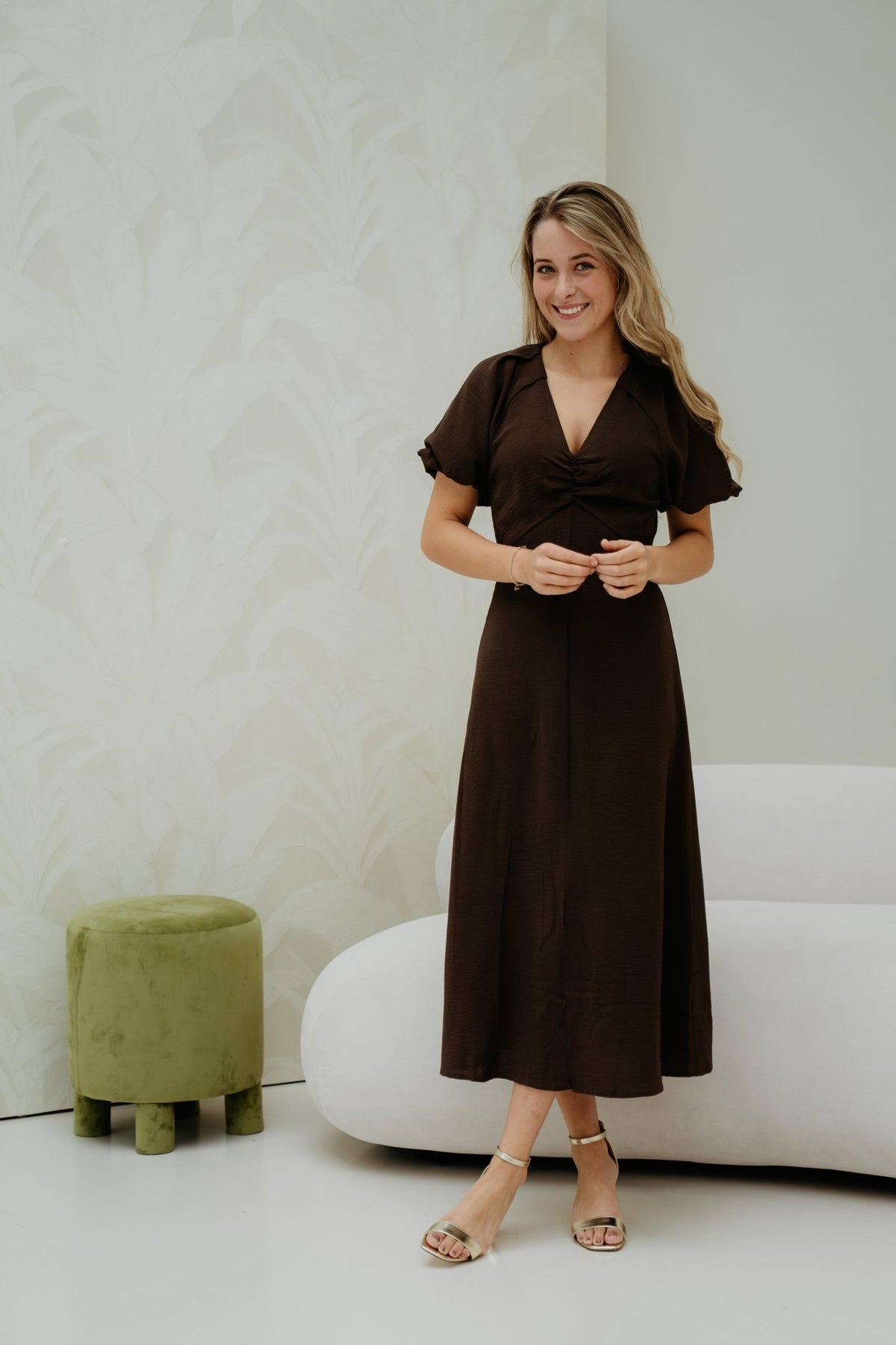 Bomba Structure Solid Dress Dark Brown - Bij Keesje - Neo Noir - Jurk
