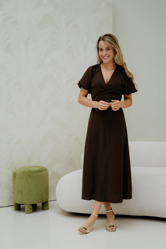 Bomba Structure Solid Dress Dark Brown - Bij Keesje - Neo Noir - Jurk