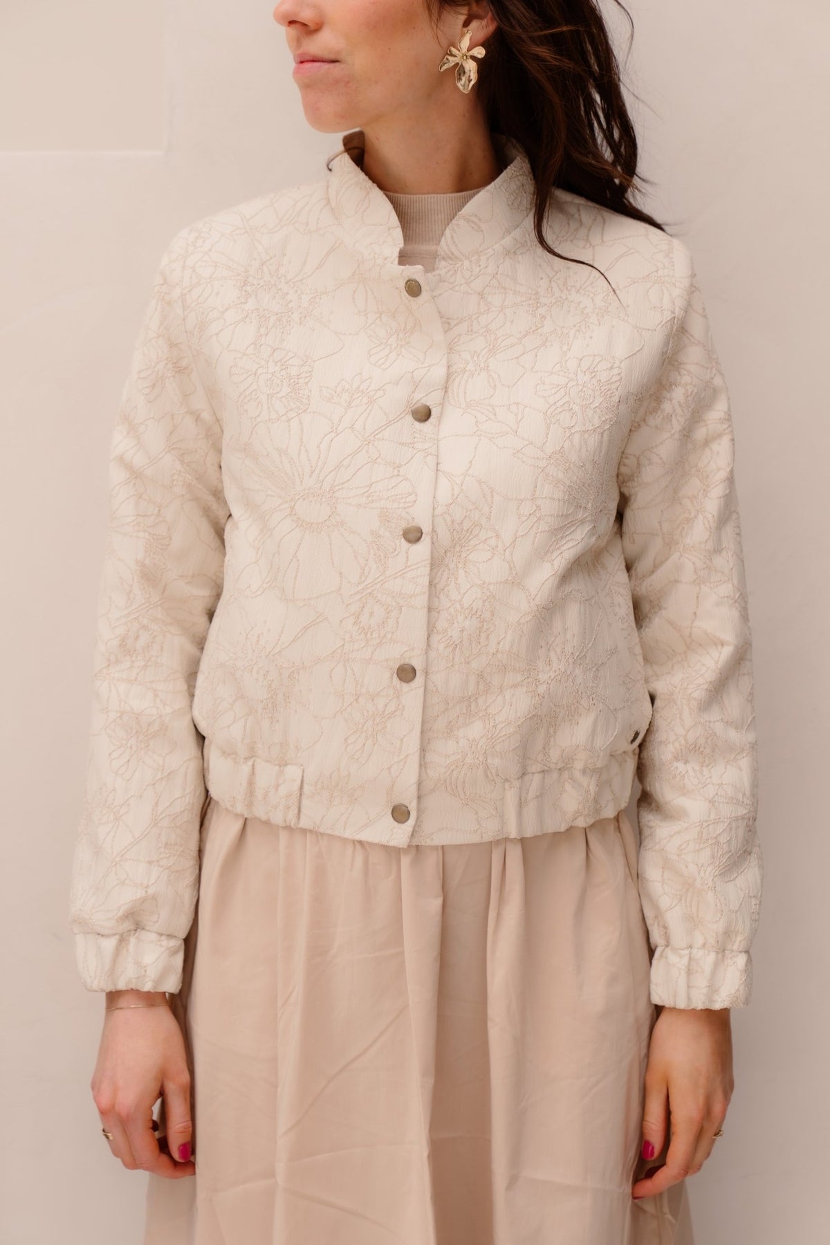 Bomber Aurora Flower Creme - Bij Keesje - Elvira - Jas