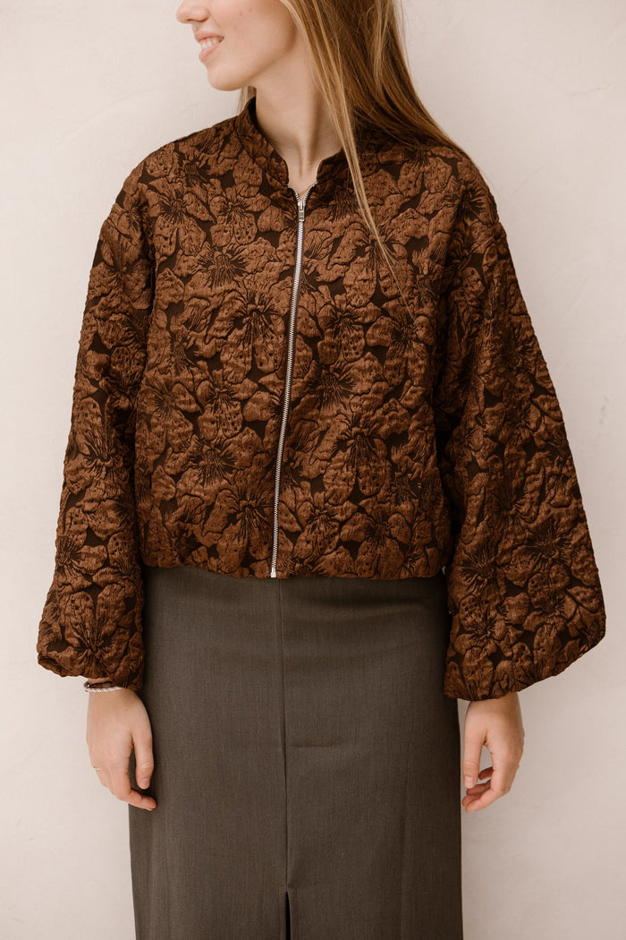 Bomber Brown print flower - Bij Keesje - Bij Keesje