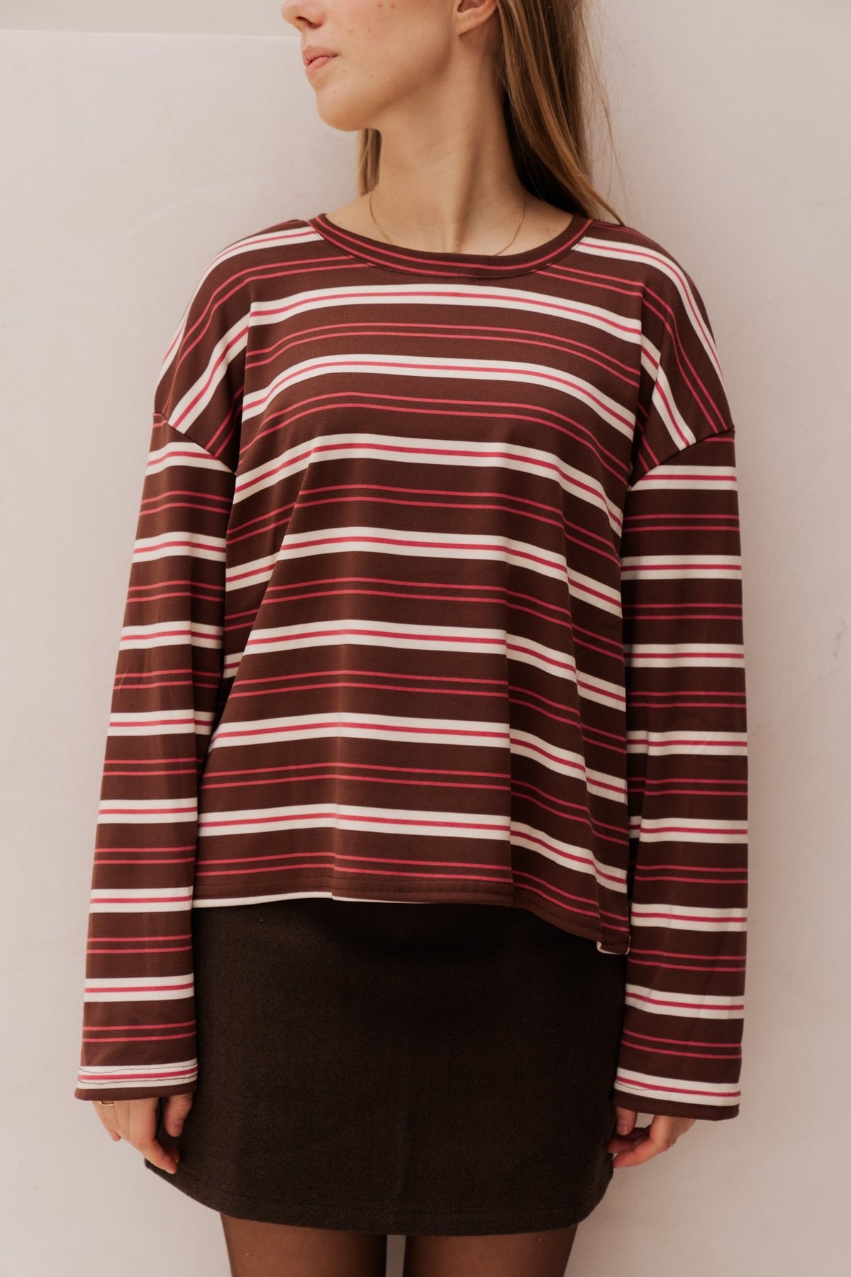 Bonnie stripes shirt pink/brown - Bij Keesje - Bij Keesje