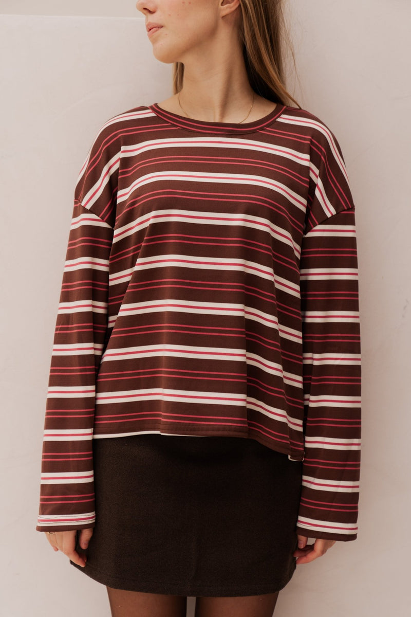 Bonnie stripes shirt pink/brown - Bij Keesje - Bij Keesje