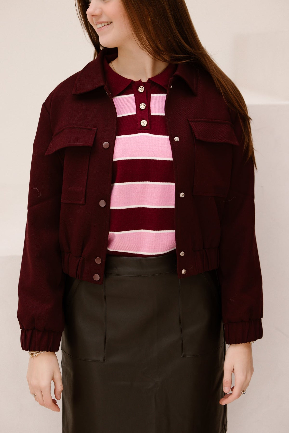 Bordeaux bomber jacket - Bij Keesje - Bij Keesje