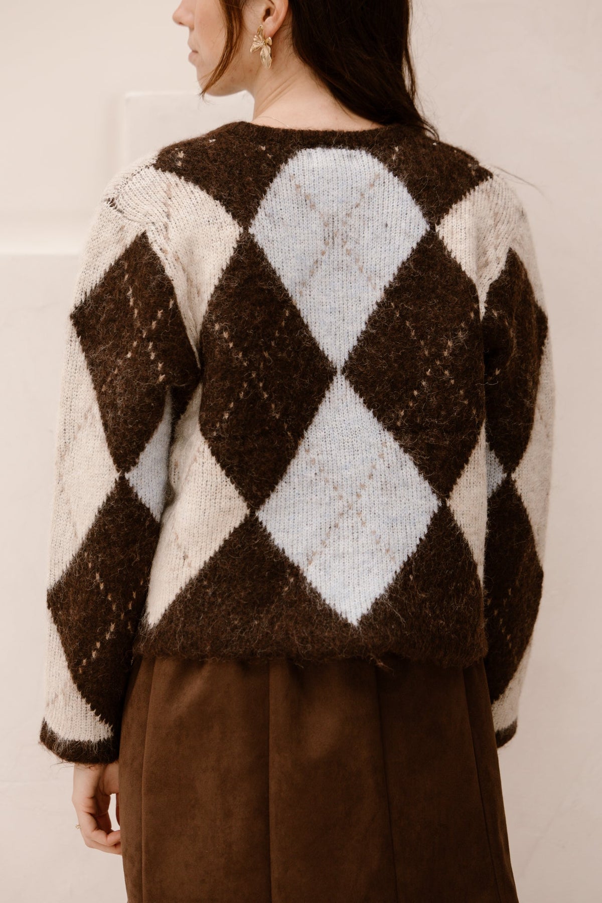 Boukje cardigan print marron - Bij Keesje - Bij Keesje