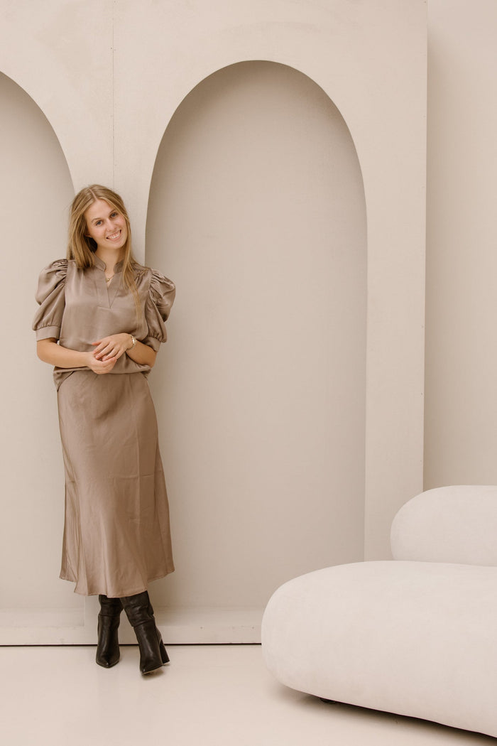 Bovary skirt dark taupe - Bij Keesje - Neo Noir