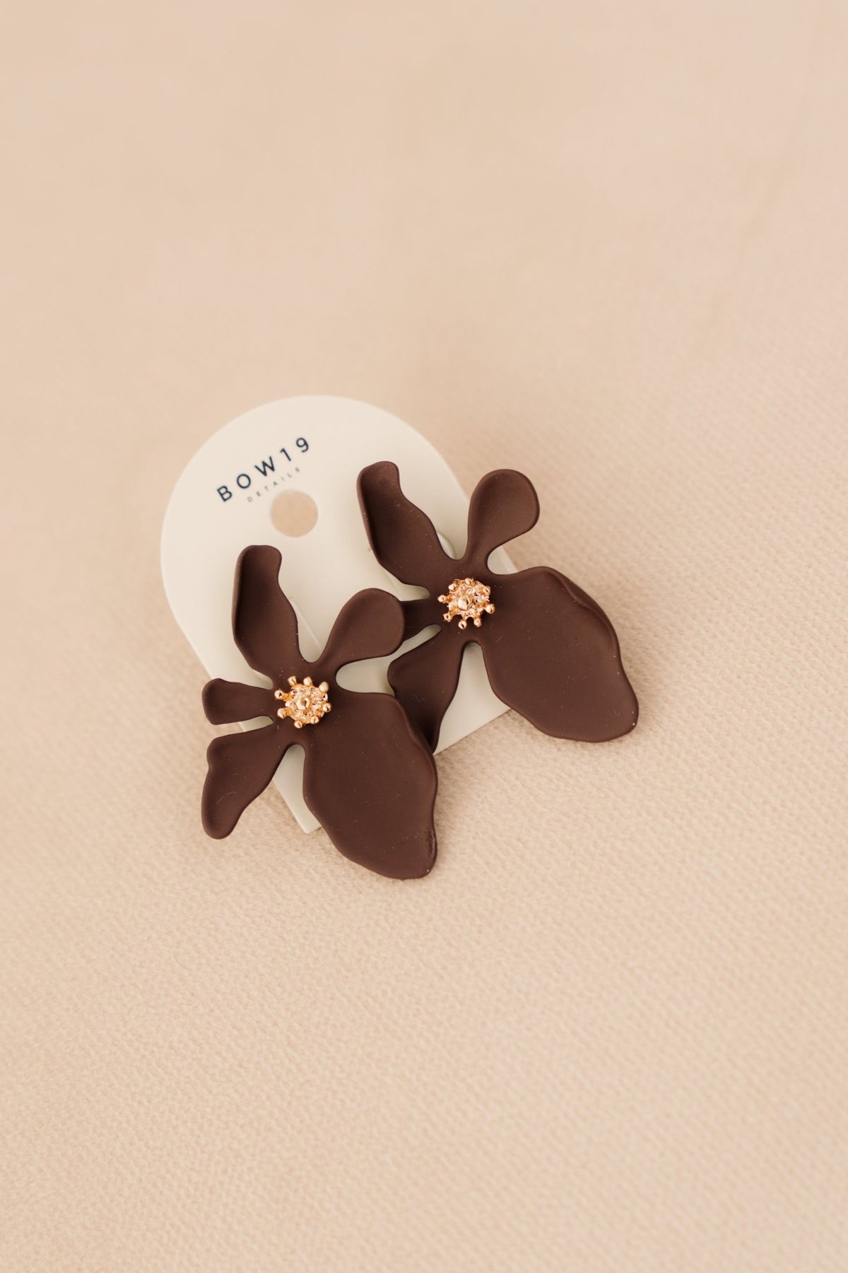BOW19 Earring Flower Brown - Bij Keesje - BOW19 - 