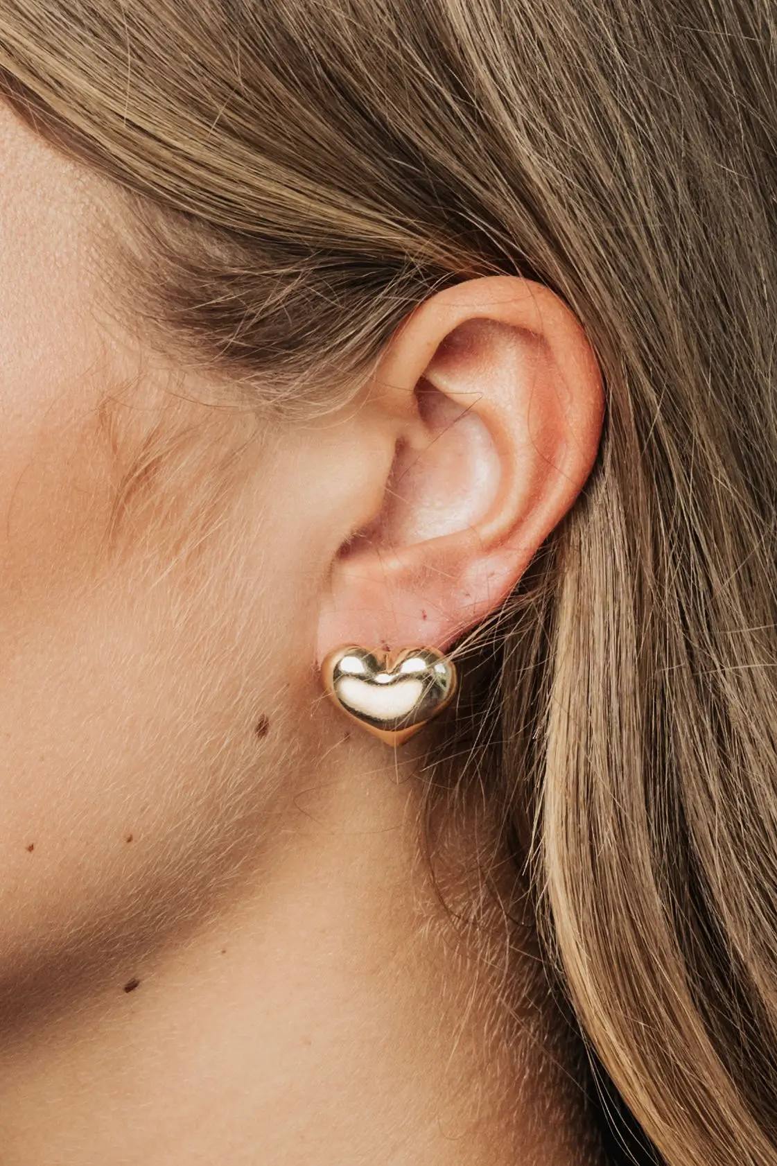 BOW19 Earring Heart Stud gold - Bij Keesje - BOW19 -