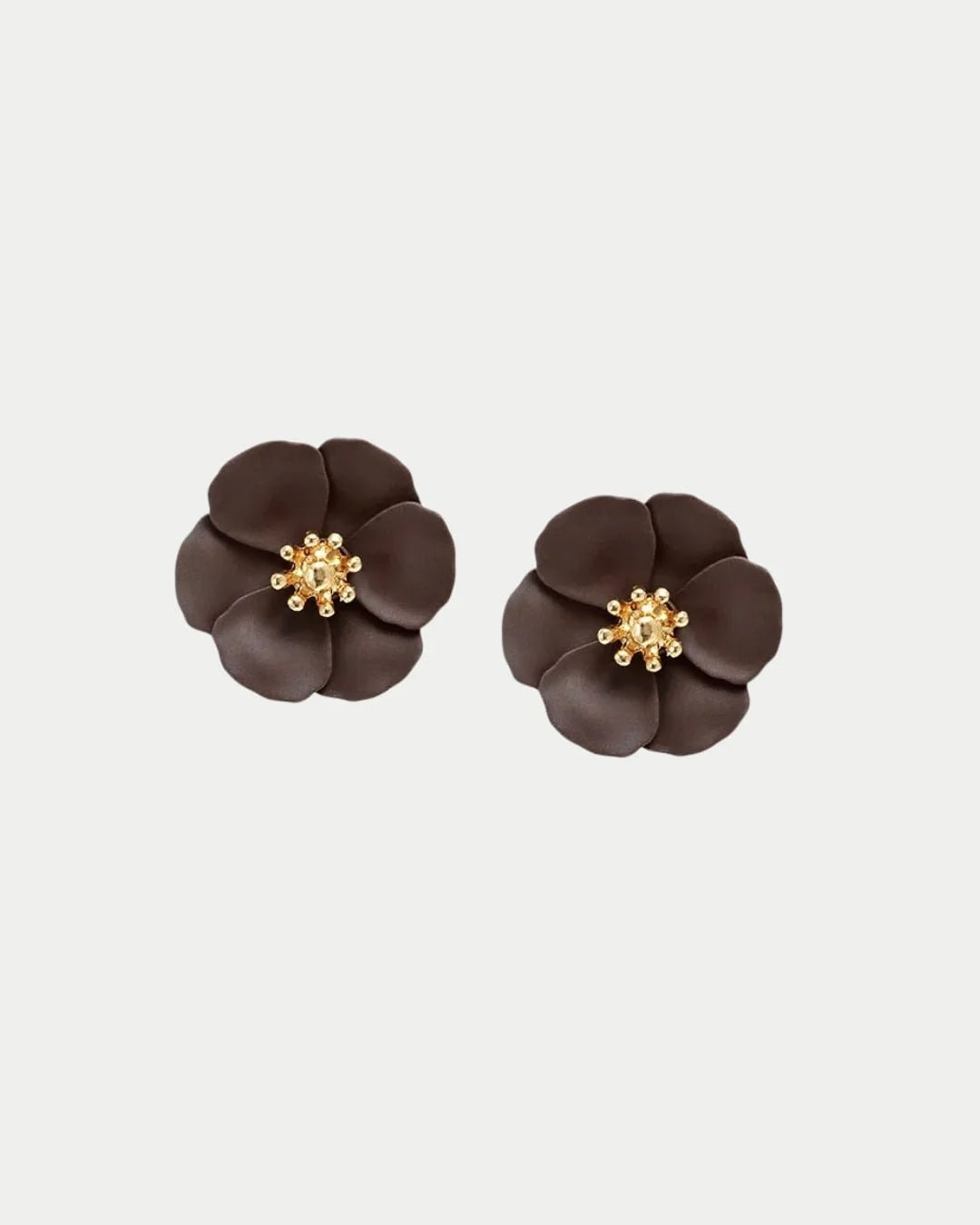 BOW19 Earrings Flower Small Darkbrown - Bij Keesje - BOW19 - 