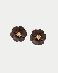 BOW19 Earrings Flower Small Darkbrown - Bij Keesje - BOW19 - 