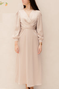 Bretti heavy sateen dress champagne - Bij Keesje - Neo Noir - Jurk