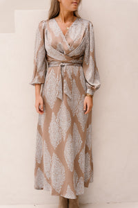 Bretti Paisley Drop Dress Dark Taupe/Light Blue - Bij Keesje - Neo Noir - Jurk
