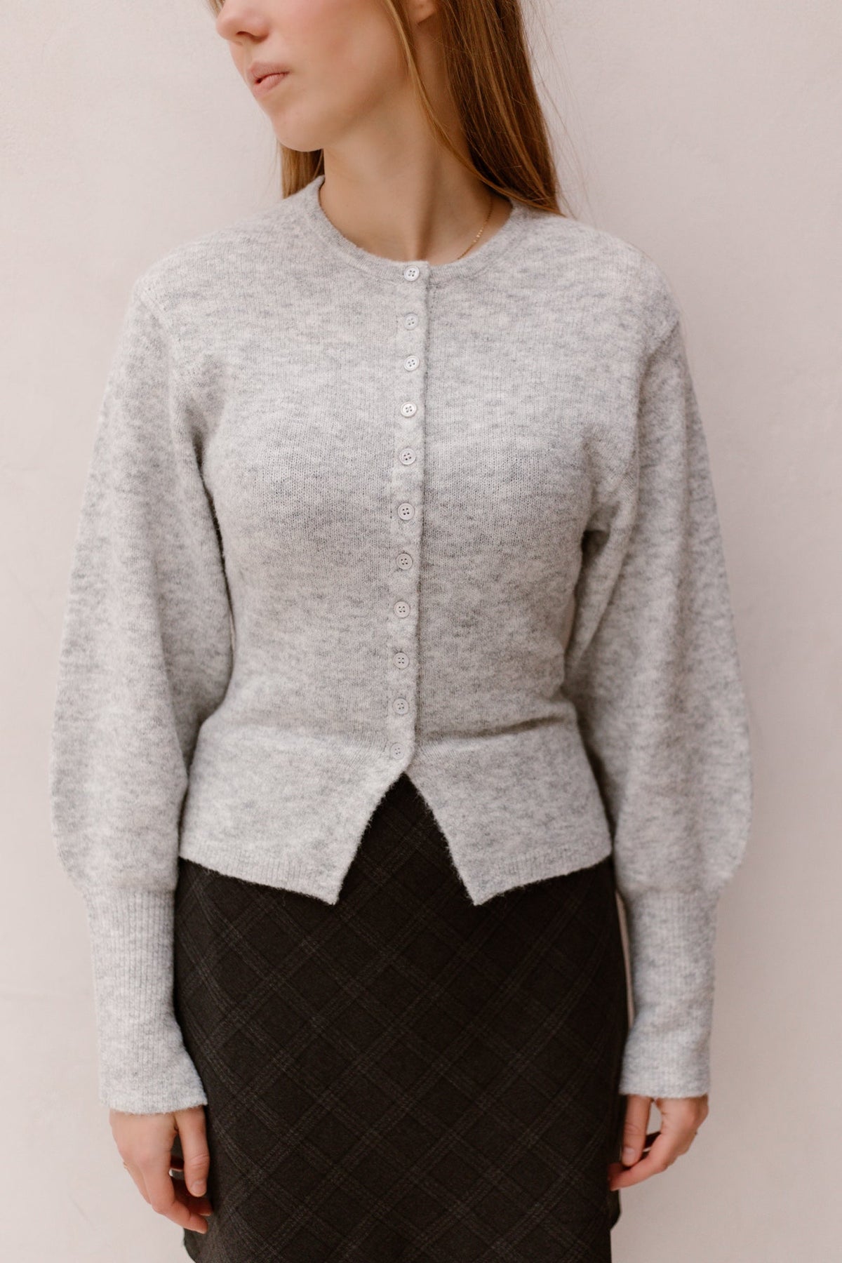 Briano soft knit cardigan grey malange - Bij Keesje - Neo Noir