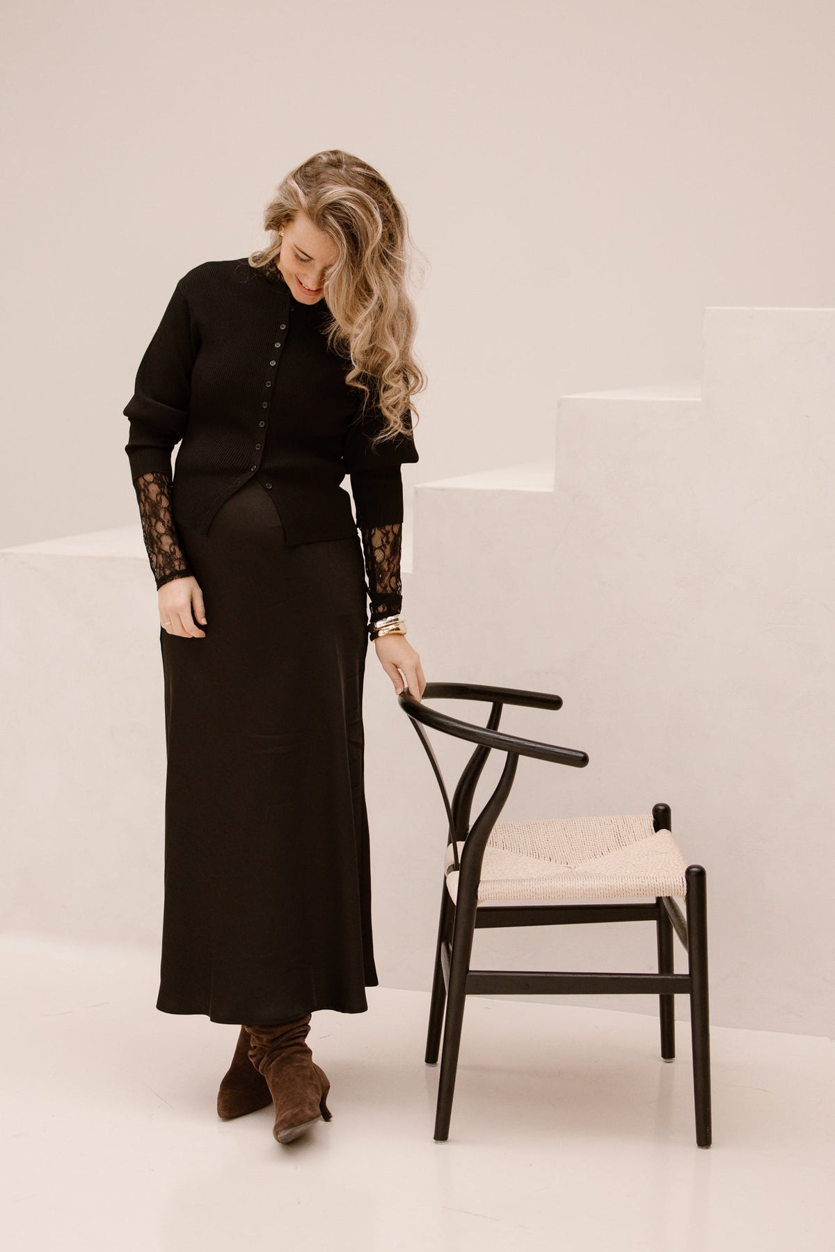 Briano stitch knit cardigan black - Bij Keesje - Neo Noir