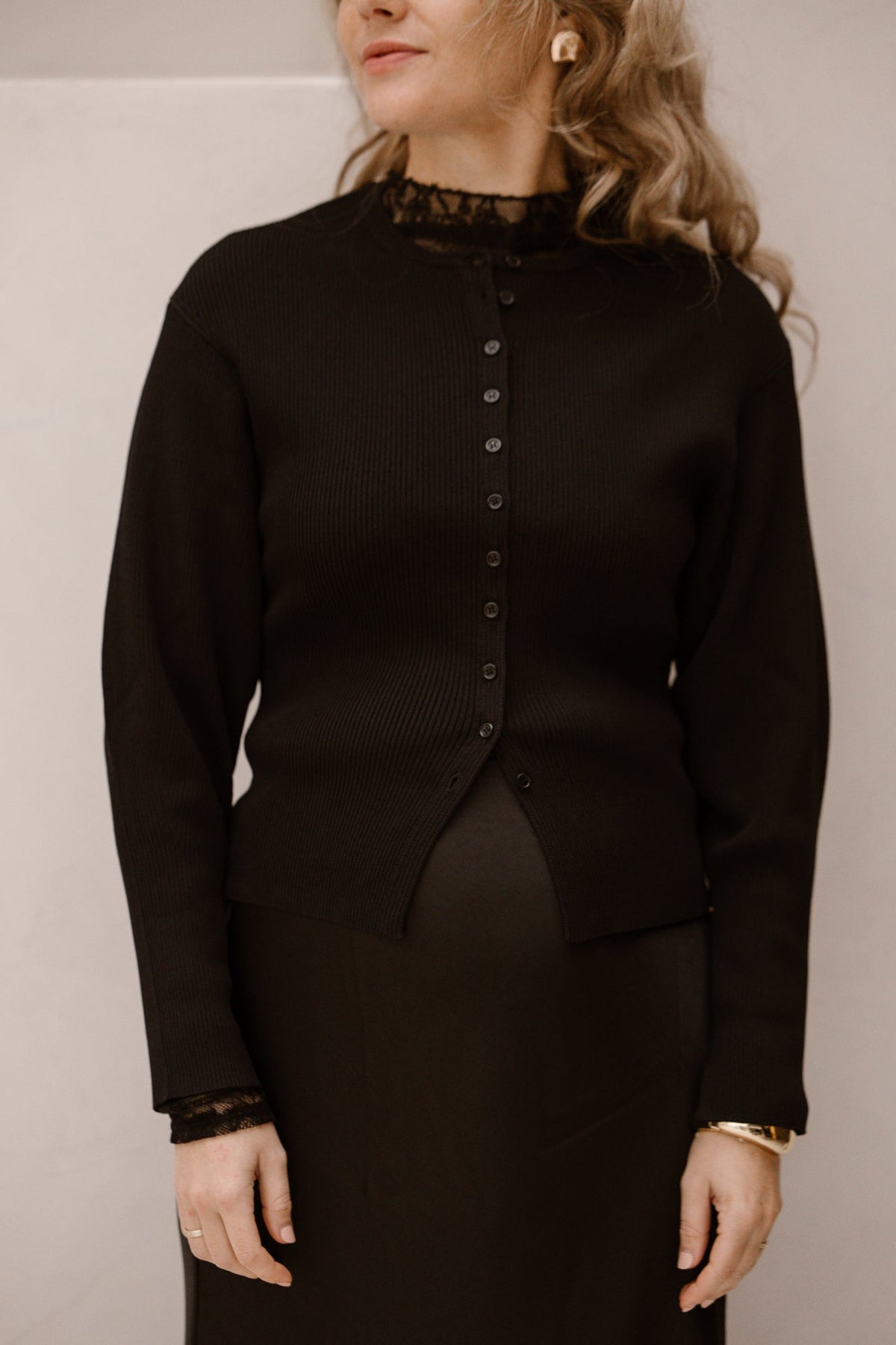 Briano stitch knit cardigan black - Bij Keesje - Neo Noir