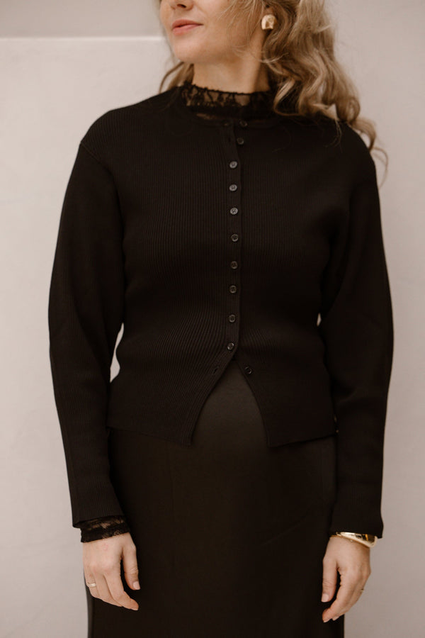 Briano stitch knit cardigan black - Bij Keesje - Neo Noir