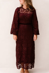 Brigitte Dress Kant Long Plum - Bij Keesje - Bij Keesje - Jurk
