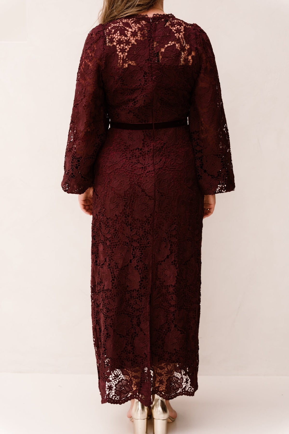 Brigitte Dress Kant Long Plum - Bij Keesje - Bij Keesje - Jurk
