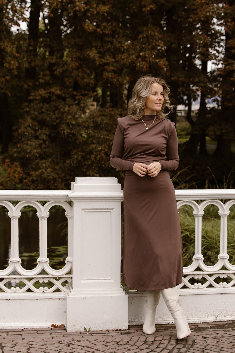 Britt dress detail brown - Bij Keesje - Maere