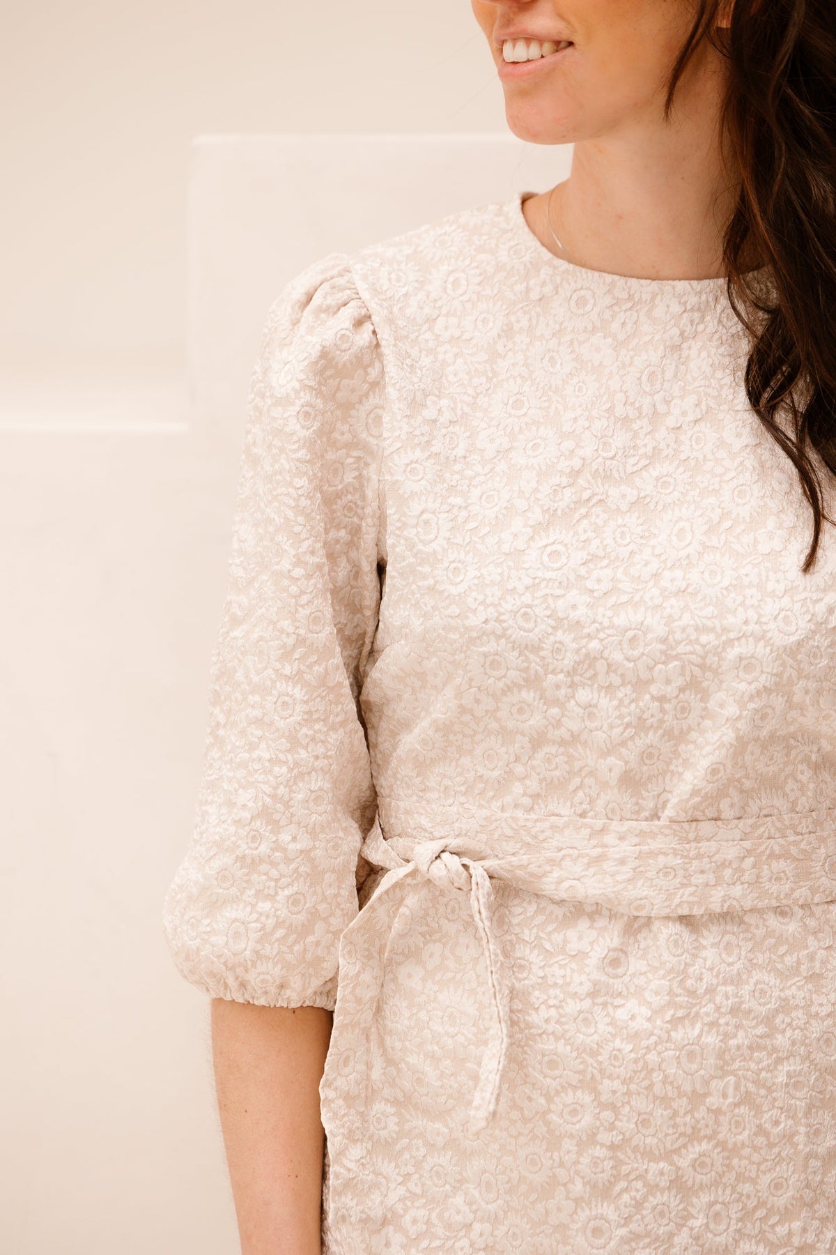 Britt jacquard dress beige - Bij Keesje - Bij Keesje The Label - Jurk