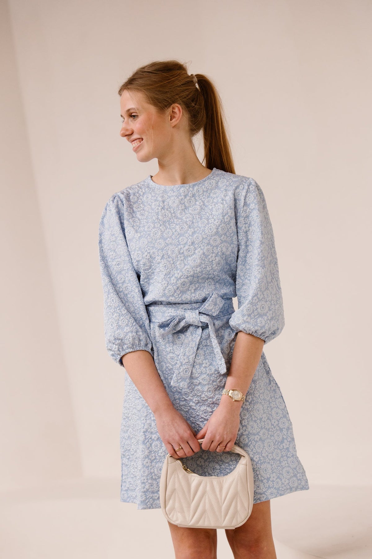 Britt jacquard dress blue - Bij Keesje - Bij Keesje The Label - Jurk