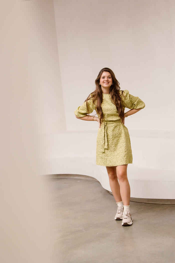 Britt jacquard dress olive - Bij Keesje - Bij Keesje The Label - Jurk