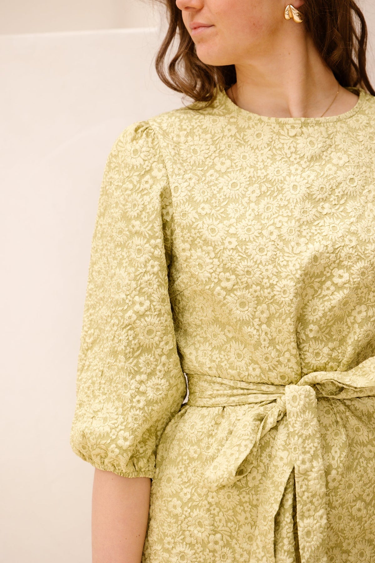 Britt jacquard dress olive - Bij Keesje - Bij Keesje The Label - Jurk