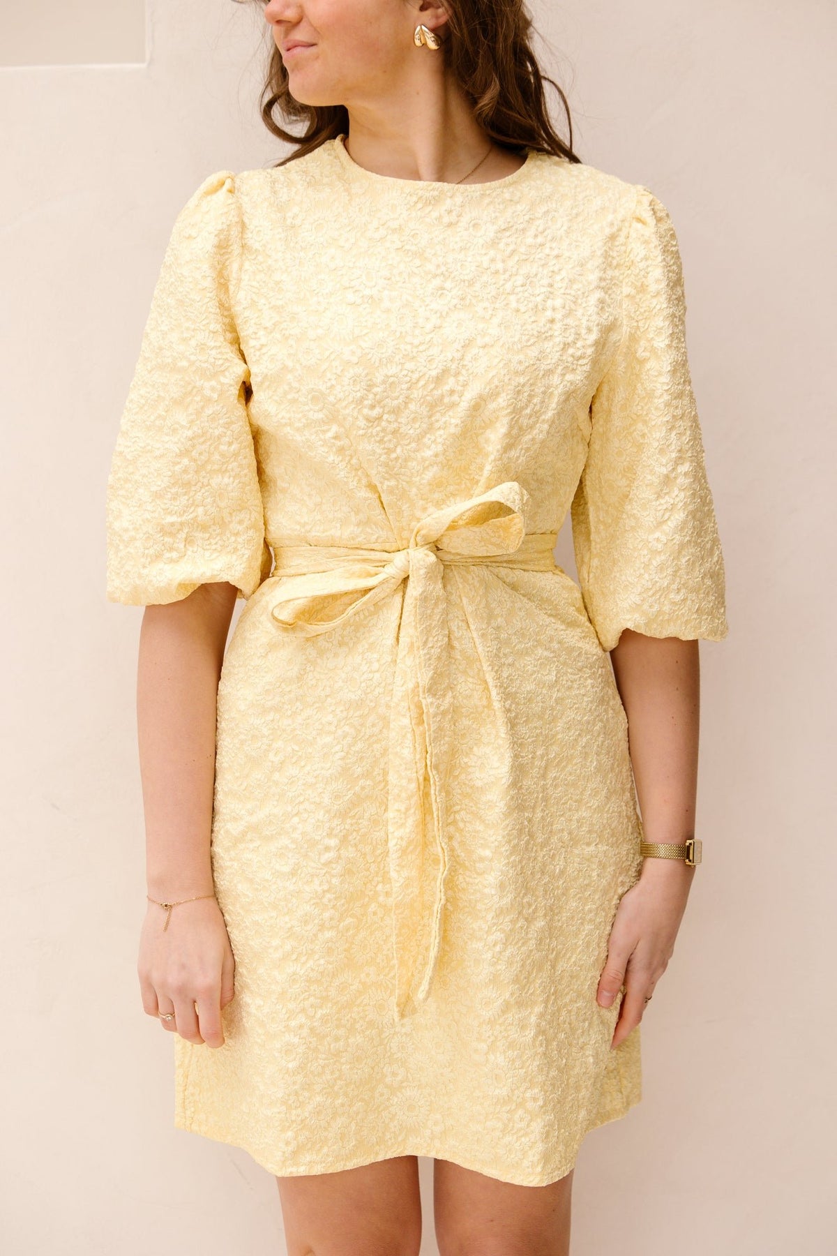 Britt jacquard dress yellow - Bij Keesje - Bij Keesje The Label - Jurk