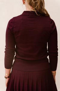 Britt polo top bordeaux - Bij Keesje - Bij Keesje - Top